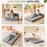 Homall Folding Sofa Bed, Floor Couch Convertible Sleeper Chair with Pillow, Comfy Futon Lounge Sofas, Portable Fold Out Chair Bed for Living Room, Small Space (Corduroy, Slate Grey) Homall