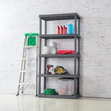 Sterilite 5 Shelf Gray Shelves Legs 1 Pack 01553V01 Unit, Flat, 1-Pack Sterilite