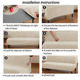 Turquoize Stretch Futon Cover Full Size Armless Sofa Bed Cover Futon Couch Cover Furniture Protector with Elastic Bottom Feature Thick Soft Checked Jacquard Fabric, Machine Washable, Biscotti Beige Turquoize