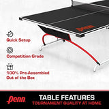 Penn Easy Setup Full Size Table Tennis Table – 100% Preassembled – Sets up in Under 5 Minutes – Play Anywhere – Compact Storage – Ping Pong Table with 2 Paddles and 2 Balls Penn