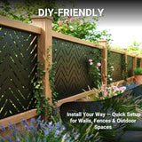 Metal Privacy Screen Outdoor – 6FT Freestanding Decorative Steel Panel with Stand, Laser-Cut Chevron Pattern Modern Privacy Divider, Rustproof & Weather-Resistant Screen for Patio, Garden & Backyard TALLYVER