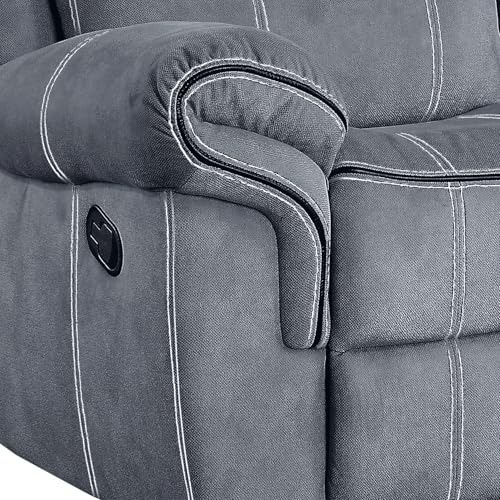 Gray Velvet Recliner with & Table - 3 Seat, and Relaxing, Stable, Stylish Tuft Workmanship, Soothing Two Tone Port Table, Soft Fluffy, Strong Wood Metal Frame, Classy Tufting, Comfy MOOSH