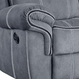 Gray Velvet Recliner with & Table - 3 Seat, and Relaxing, Stable, Stylish Tuft Workmanship, Soothing Two Tone Port Table, Soft Fluffy, Strong Wood Metal Frame, Classy Tufting, Comfy MOOSH