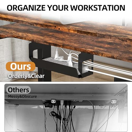 Acrolix 59 Inch L Shaped Standing Desk with Shelves and Keyboard, Electric Corner Standing Desk Adjustable Height, Sit Stand Computer Table with Reversiable Splice Board，Rustic Brown Acrolix