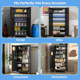 SUXXAN Metal Garage Storage Cabinet with Wheels and Pegboard, 71'' x 34'' x 18'' Lockable Rolling Steel Cabinet with 5 Adjustable Shelves and Door for Garage, Office, Kitchen, Assembly Required SUXXAN