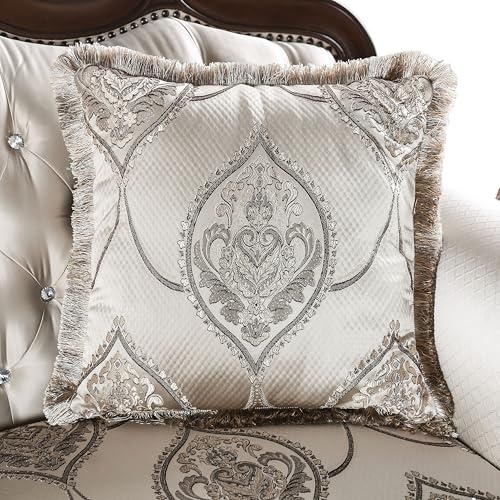 Furniture of America Adelaide Traditional Upholstered Sofa with Rolled Armrests and Button Tufted Back, Wooden Comfortable Couch for Living Room, Office, Bedroom, 2-Seater Loveseat, Dark Cherry/Beige Furniture of America