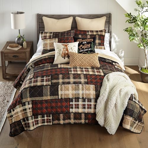 Donna Sharp Twin Bedding Set - 2 Piece - LJ Plaid Twin Quilt Set with Quilt and One Standard Pillow Sham - Machine Washable Donna Sharp