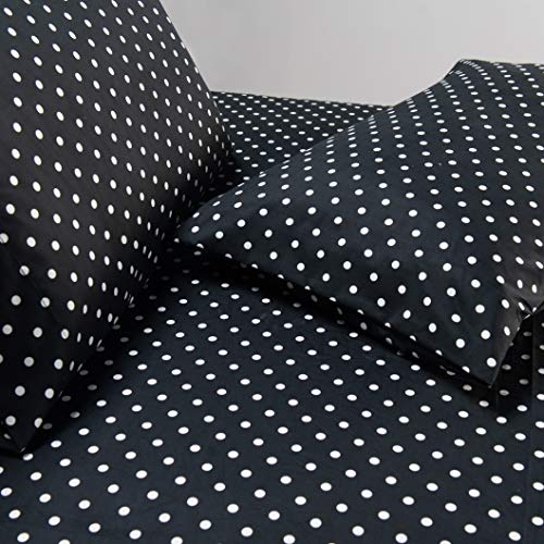 Elegant Comfort Luxury Soft Bed Sheets Polkadot Pattern - 1500 Premium Hotel Quality Microfiber Softness Wrinkle and Fade Resistant (6-Piece) Bedding Set, King, Black Elegant Comfort