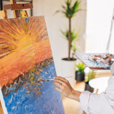 Diymood Paint by Numbers for Adults Sunset, DIY Oil Painting Lakes Acrylic Paint by Number Kits for Kids Adults Beginner for Home Wall Decor 16x20 inch Diymood