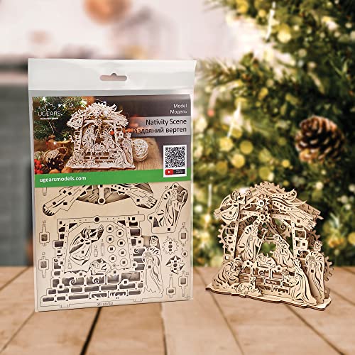 UGEARS Nativity Scene - Mechanical Puzzle 3D - Self Assembly Woodcraft Construction Kits - Wooden Nativity Set - Christmas Puzzles for Kids - Christmas DIY Decorations - Crafts on Idea UGEARS