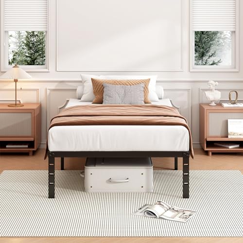 Hafenpo 12 Inch Twin Bed Frame - Sturdy Metal Platform Twin Size, No Box Spring Needed, Heavy Duty, Easy Assembly, Strong Bearing Capacity, Under Bed Storage, Black Hafenpo
