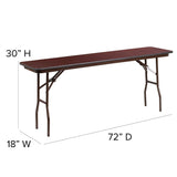 Flash Furniture Frankie 6' Mahogany Melamine Laminate Folding Training and Event Table, Rectangular Folding Training Table, Brown Flash Furniture