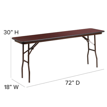 Flash Furniture Frankie 6' Mahogany Melamine Laminate Folding Training and Event Table, Rectangular Folding Training Table, Brown - WoodArtSupply