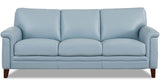 Hydeline Westcott Top Grain Leather Sofa Couch, 84", Spa Blue, Memory Foam and Pocket Coils Hydeline