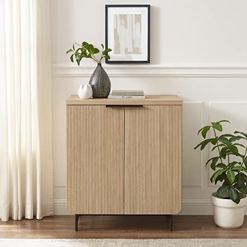 Walker Edison Lowen Contemporary Fluted-Door Accent Cabinet 32 Inch Coastal Oak - WoodArtSupply