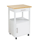 Shintenchi Kitchen Island Cart with Storage,Rolling Side Table on Wheels with Worktop,Single Door Cabinet and Drawer for Dinning Room, White Shintenchi