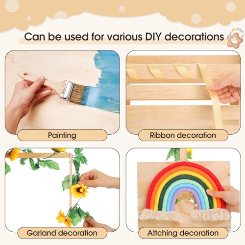 Yerliker Wooden Baby Shower Crate Closet Baby Shower Gifts Basket Baby Storage Crate Hamper with Handle Personalized Basket for Newborn Boys Girls Pregnancy Gifts(Wood Color, Cloudy, Rainbow) Yerliker