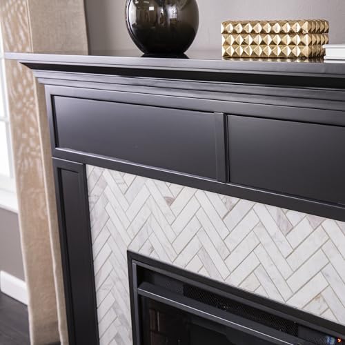 SEI Furniture Torlington Marble Tiled Electric Fireplace - Black SEI Furniture