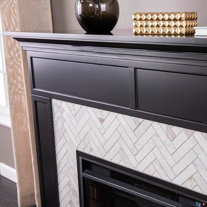 SEI Furniture Torlington Marble Tiled Electric Fireplace - Black