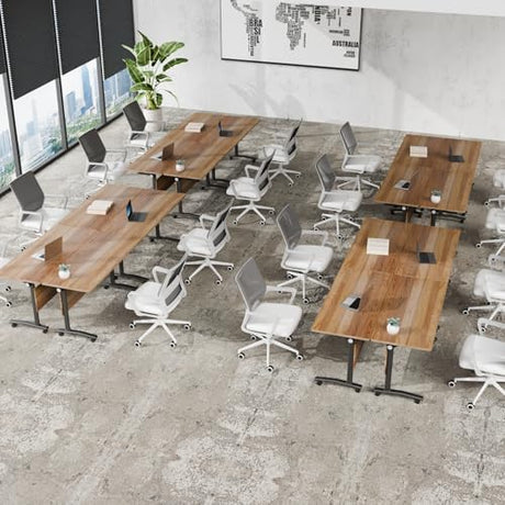 Usosidam Folding Conference Room Table with Wheels, Modular Flip-Top Conference Tables for Training Rooms, Classrooms & Seminars, Mobile Conference Table for Multi-Person Meetings Usosidam