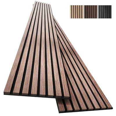 2-Pack Acoustic Wood Wall Panels - Wood Slat Wall Panels for Interior Wall Decor - Soundproof Wood Panels for Wall - Slat Wall Paneling - Wood Paneling for Walls and Ceilings