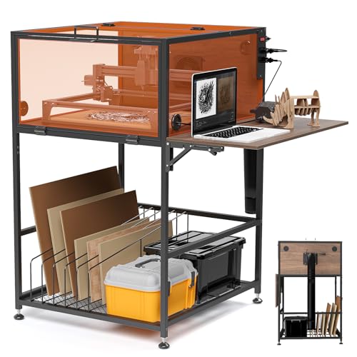 Crafit Laser Engraver Enclosure Cabinet with Exhaust, Laser Engraving Table with Ventilation Fan, Heavy Duty Laser Cutter Protective Cover Tent with Eye Protection, Insulates against Noise Fumes Odors Crafit