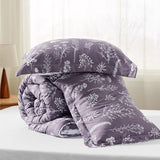 Bedsure Queen Comforter Set - Grayish Purple Bed Set, 3 Pieces Cute Floral Bedding, 1 Soft Reversible Botanical Flowers Comforter and 2 Pillow Shams Bedsure