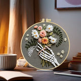 JOZYSH Embroidery Kit for Beginners, Beautiful Small Town Nature Landscape Pre-Stamped Pattern Kits for Adults, Easy to Follow Color Thread Needlework,DIY Cross Stitch Kits (Flower)