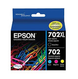 EPSON 702 DURABrite Ultra Ink High Capacity Black & Standard Color Cartridge Combo Pack (T702XL-BCS) Works with WorkForce Pro WF-3720, WF-3730, WF-3733 Epson