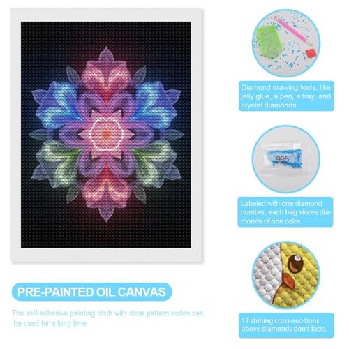 TZTTZT Diamond Art Kits for Adults - Kaleidoscope Floral Light Design Diamond Painting Kits for Adults Beginner, Frameless Diamond Painting Craft for Home Wall Decor TZTTZT