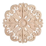 MUXSAM Retro Wood Carved Onlays Appliques, Round Solid Woodcarvings Center Decals for Closet Door Cabinet Drawer Wall Ceilling Dresser Wardrobe MUXSAM