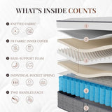 CH CHARME HOUSE Twin XL Mattress, 14 Inch Twin XL Size Hybrid Mattress in a Box, Medium Feel Foam and Individual Pocket Springs, Extra Edge Support, Pressure Relief, CertiPUR-US CH CHARME HOUSE