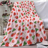 Zzkol Pink Strawberry Flannel Throw Blanket, Red Pink Fruit Floral Birthday Gifts for Kids Girls Women Adults Teen, Spring Summer Flowers Soft Blankets for Bedding Sofa 50" x 60" Zzkol