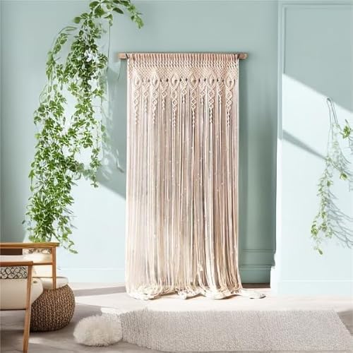 OIHYA Macrame Curtain Wall Hanging Handmade Boho Curtains for Wedding Backdrop Arch Closet Room Divider Boho Wall Decor 40"X80" OIHYA