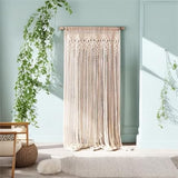 OIHYA Macrame Curtain Wall Hanging Handmade Boho Curtains for Wedding Backdrop Arch Closet Room Divider Boho Wall Decor 40"X80" OIHYA