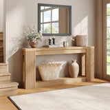 Maupvit Fluted Wooden Console Table with 2 Storage, 71 Inches Rectangular Entryway Table Behind The Couch, Farmhouse Boho Sofa Table for Entrance, Hallway, Living Room (Natural) Maupvit