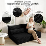 MeMoreCool Convertible Sofa Bed, Folding Floor Couch Bed Queen, Pull Out Sleeper Couch with Pillows, Fold Out Futon Sofa for Bedroom Living Room Small Space, Corduroy Black MeMoreCool