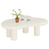 Tribesigns 46.4" Cloud Coffee Table with Storage Drawer, Modern White Irregular Center Tea Table with 4 Legs for Living Room Tribesigns