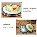ZOCONE 4 Packs Embroidery Necklace Kits, Embroidery Pendant Kit Mini Cross Stitch Kit with Hoop, Necklace, Pendant, Stamped Pattern Cloth, Instructions, etc., Embroidery Kits for Adults