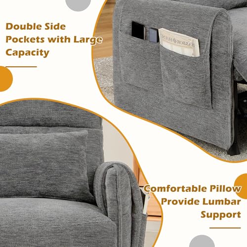 Korser Power Recliner Chair, Small Recliners for Small Spaces, Electric Recliner Chairs for Adults with Remote, Pillow and Side Pockets, Reclining Chair with Memory Function, Living Room, Chenille