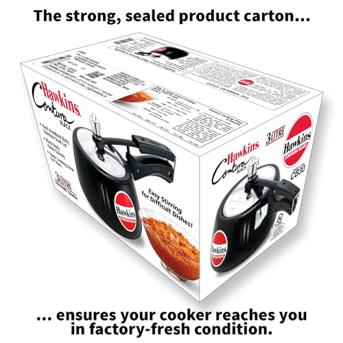 Hawkins 3 Litre Contura Black Pressure Cooker, Hard Anodised Inner Lid Cooker, Handi Cooker, Black (CB30) HAWKINS