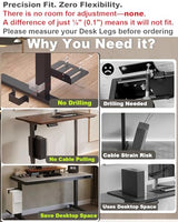 Under Desk PC Mount - No Drilling Heavy Duty 40lbs Capacity, Adjustable Height and Width Clamp-on Desk Leg PC Mount for Standing Desks (Fits 75mm×45mm Legs only), with Non-Slip Pads, Black CoJewe