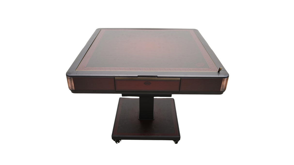 USA MJ Table Roller Coaster Style 40mm Chinese/Filipino/American Mahjong Folding Automatic Mahjong Table Wine Red Color Ultra Thin 2 Set of Numbered Tiles &Table Dust Cloth usamjtable