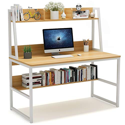 Tribesigns 47-Inch Space-Saving Computer Desk with Hutch and Open Bookshelf for Home Offices Tribesigns