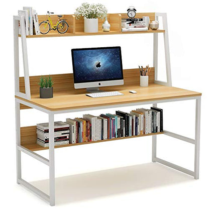 Tribesigns 47-Inch Space-Saving Computer Desk with Hutch and Open Bookshelf for Home Offices - WoodArtSupply