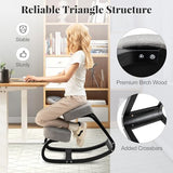 Giantex Ergonomic Kneeling Desk Chair, Upright Posture Chair with Cushion & Solid Wood Frame, Natural Relief for Neck or Back Pain, Wooden Knee Chair for Home Office (1) Giantex