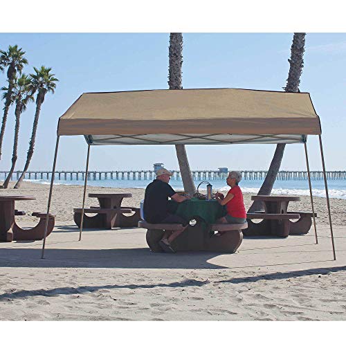 Z-Shade 12 x 14 Foot Panorama Instant Pop Up Canopy Tent Outdoor Shelter Tent with Reliable Stakes, Steel Frame, and Rolling Bag, Tan Z-Shade