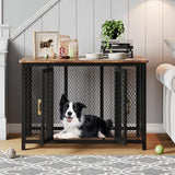 GarveeLife 48 in Large Dog Crate Furniture with Top Access Door, Heavy Duty Dog Crate Wooden Indoor Decorate Pet Cage, Indestructible Pet Dog Cage for Medium to Large Dogs GarveeLife