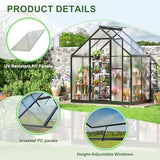 Polar Aurora 4x6 FT Greenhouse, Quick Aluminum Assembly Structure Polycarbonate Greenhouse, Walk-in Greenhouses for Outdoors with Ventilated Windows, Green houses for Outside Backyard Garden Polar Aurora