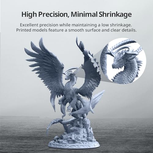 ANYCUBIC Tough Resin 2.0, 3D Printer Resin with Upgraded High Toughness and High Precision, 365-405nm Fast Curing 3D Resin for 4K 8K LCD/DLP/SLA 3D Printing (Grey, 500g)